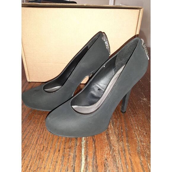 Sz 7 Andiamo Black Rhinestone Bling Stiletto Pump High Heels Prom Wedding Shoes - Picture 3 of 6